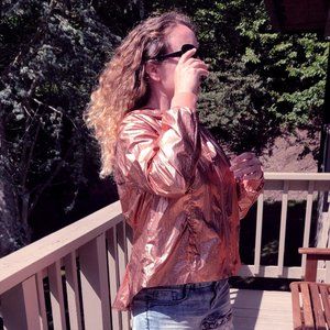 Giuliana Metallic Bronze Lightweight Jacket! Sz 12